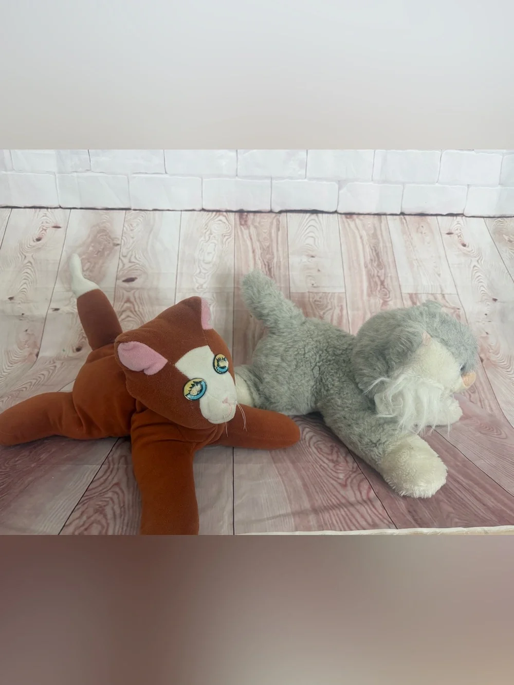 Vintage Tonka Pound Purries Cat Plush Lot of 2 Brown & Gray Kitties 🐈‍⬛